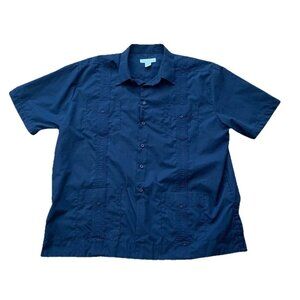 Mojito Shirt Mens 2XL 4-Pocket Button Down Short Sleeve Navy Blue
